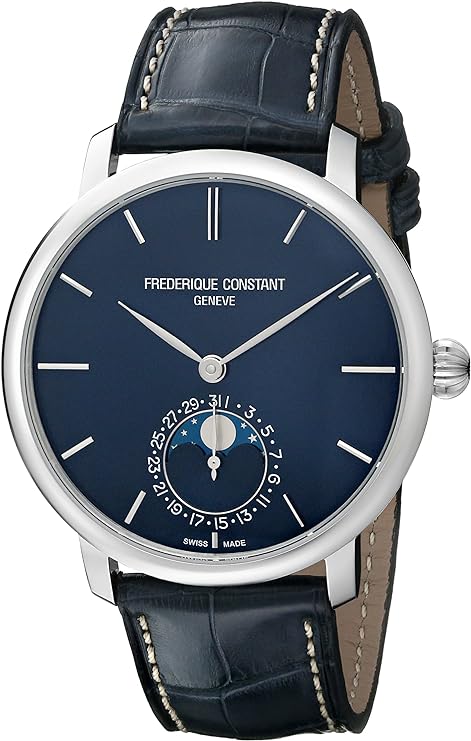 Frederique Constant Manufacture Slimline Moonphase FC-705N4S6 42mm Automatic Stainless Steel Case Blue Leather Anti-Reflective Sapphire Men's Watch