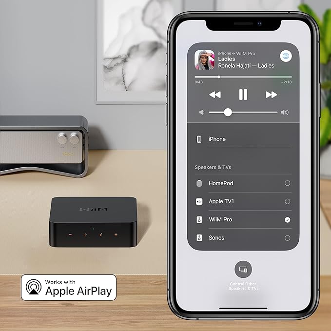 WiiM Pro AirPlay 2 Receiver, Chromecast Audio, WiFi Multiroom Streamer, Compatible with Alexa, Siri and Google Assistant, Stream Hi-Res Audio from Spotify, Amazon Music, Tidal and More