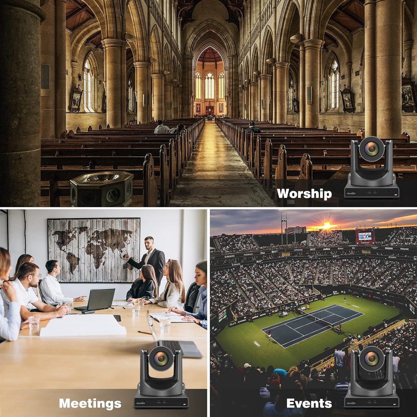 zowietek New Gen PTZ Camera PoE | AI Tracking | 20X Optical Zoom | NDI|HB (Full NDI) with simultaneous SDI, HDMI and USB Outputs | IP Live Streaming for Meeting, Church, Events, Teaching