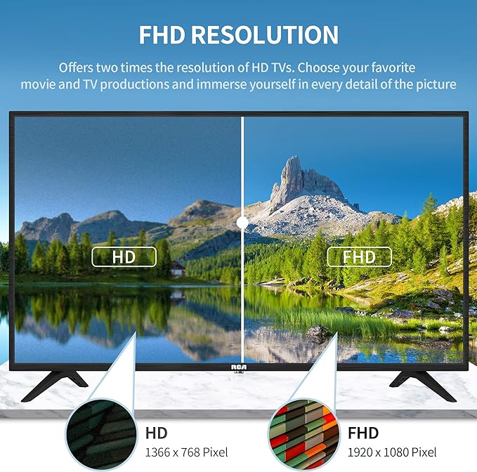 RCA RB42FD1 42 inch TV, DVB-T2-C-S2 Freeview HD Dolby Digital Audio TV, LED Backlighting Display, HDMI SCART USB Media Player Monitor for PS5 Xbox, Large Screen for Living Room Meeting Room