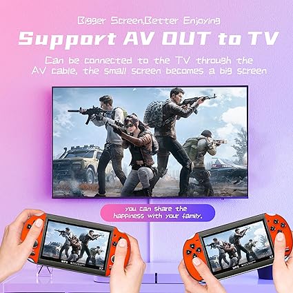 Fsjun Handheld Game Consoles Built in Free Games 8GB RAM 4.3 Inch Screen Double Rocker,Support TV Output,Music/Movie/Camera Audio and Video MP3,MP4, MP5, Birthday Gift for Kids(Red)