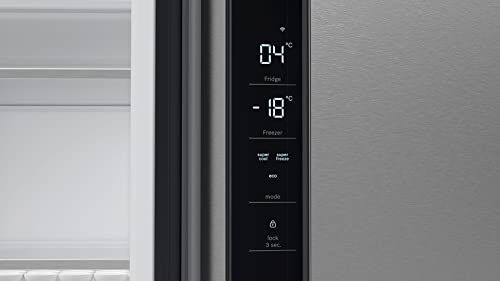 Bosch Home & Kitchen Appliances KFN96APEAG French Door Fridge Freezer with XXL Capacity, NoFrost, HomeConnect, VitaFresh XXL Pro 0C, 183 x 91 cm, Silver, Freestanding, Serie 6