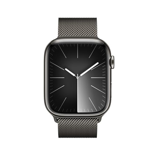 Apple Watch Series 9 [GPS + Cellular 45mm] Smartwatch with Graphite Stainless steel Case with Graphite Milanese Loop One Size. Fitness Tracker, Blood Oxygen & ECG Apps, Water Resistant