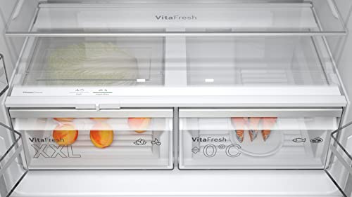 Bosch Home & Kitchen Appliances KFN96APEAG French Door Fridge Freezer with XXL Capacity, NoFrost, HomeConnect, VitaFresh XXL Pro 0C, 183 x 91 cm, Silver, Freestanding, Serie 6