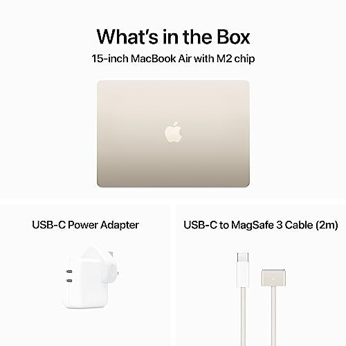 Apple 2023 MacBook Air laptop with M2 chip: 15.3-inch Liquid Retina display, 8GB RAM, 512GB SSD storage, backlit keyboard, 1080p FaceTime HD camera, Touch ID. Works with iPhone/iPad; Space Grey